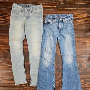 2 Pair GAP Size 10 Girl's Jeans: 70's Flare And Super Skinny
